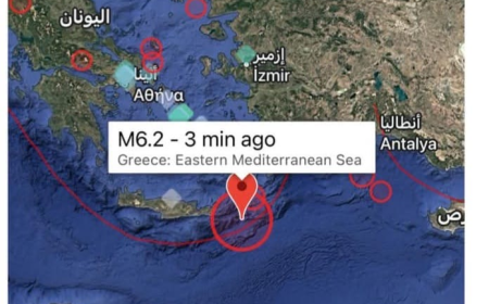 زلزالا بقوة 6.3 درجة ضرب جزيرة كريت فى اليونان اليوم الأربعاء  ويصل الى القاهرة