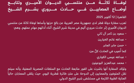 بيان سفارة قطر بالقاهرة المنشور على صفحة وكالة الأنباء القطرية Qatar News Agency