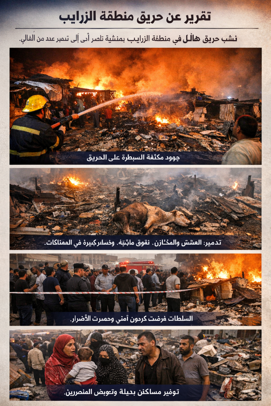 حريق كبير في منطقة زرايب منشية ناصر يسبب  الزعر والقلق بين الأهالي