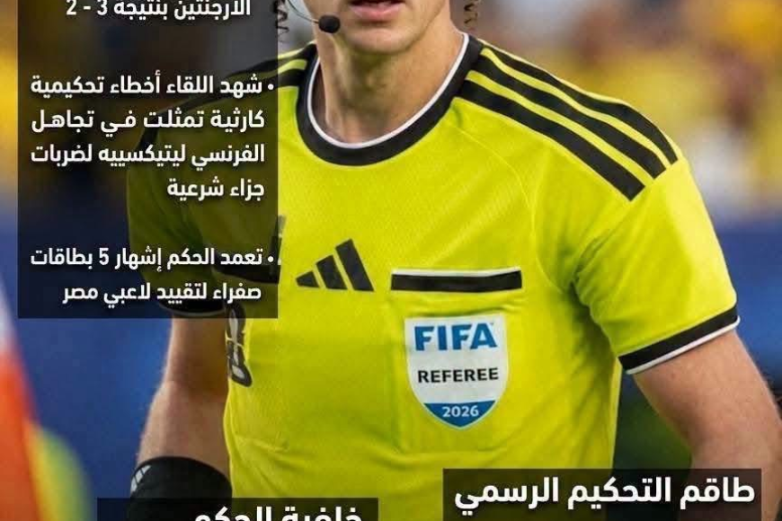 جدل تحكيمي عالمي بعد مباراة مصر والأرجنتين يشعل الرأي العام الرياضي